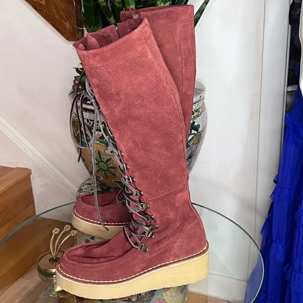 FREE PEOPLE Ava Tall Lace Up Boots